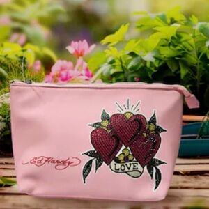 Ed Hardy Love Heart Pink Cosmetic Case
